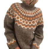 Cyflymder Elegant Knitted Turtleneck Sweater Women Autumn Winter Casual Warm Geometry Stripes Jumpers Female Office Sweet Style Loose Tops