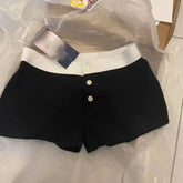 Cyflymder Fashion Popular American Spliced Stretch Short Pants Base Buttons Design Slim Grunge Punk Girl Shorts Y2k Aesthetic Jupe