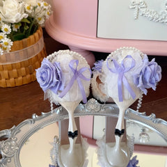 Cyflymder elegant women's shoes y2k heels purple rose lolita cosplay wedding bridal shoes Designer female Women's evening dress shoes