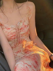 Cyflymder Summer Elegant Spaghetti Strap Midi Women Dress Floral Print Casual Bodycon Party Vestidos Femme Fashion Slim Vintage Clothes