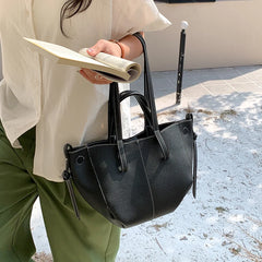 Cyflymder Korean version of soft pu leather wing totes bag new solid color shoulder bag for women large capacity commuting hand bags