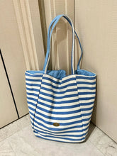 Cyflymder Summer Double-sided Striped Canvas Bag Ins Style Tote Student Large Capacity Casual Shoulder Bags for Women