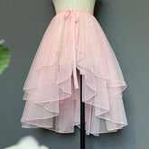 Cyflymder Double Layered Waist Curtain Sheer Asymmetrical Mesh Cover up Skirt Women Summer Sweet Lolita JSK Kwaii Skirts