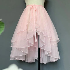 Cyflymder Double Layered Waist Curtain Sheer Asymmetrical Mesh Cover up Skirt Women Summer Sweet Lolita JSK Kwaii Skirts