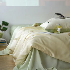 Cyflymder High-End 100% Tencel Skin-Friendly Bedding Sets Luxury Embroidery Cooling Comforter Set Smooth Ultra Soft Bed Linens for Summer