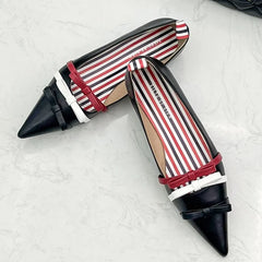 Cyflymder Sweet Bow Mixed Color Pointed Toe Designer Shoes Women Comfort Shallow Flats Elegant Dress Party Shoes Ladies Zapatos De Mujer