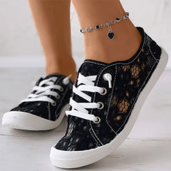 Cyflymder Summer Lace Mesh Women Sneaker Breathable Lace-up Casual Shoes Plus Size 36 43 Lightweight Flat Sneakers