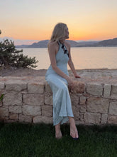 Cyflymder Halter Sleeveless Knot Buckle Jacquard Midi Dress Slim Fit Bodycon Summer Women Satin Gown Causal Coquette Lady Vestido
