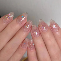 Cyflymder Red Pink French Polka Dot Round Dot Wearable Nail Art Short Almond Fake Nails Detachable Finished False Nails Press on Nails