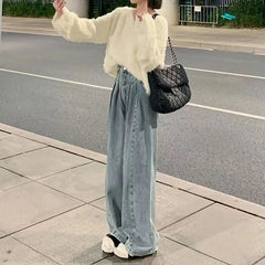 Cyflymder Vintage Blue baggy Jeans Women Korean High Wiast Loose Denim Wide Leg Pants Woman Autumn Winter Streetwear Trousers