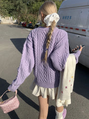 Cyflymder Autumn Korean Casual Loose All Match Solid O Neck Long Sleeve Knitted Pullovers