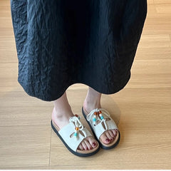 Cyflymder Platform Anti-Slip Wear-Resistant Slippers Summer New Round Toe Open Toe Crystal Buckle Anti-Slip Wear-Resistant High Heels