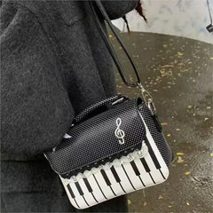 Cyflymder Sweet Cute Bow Piano Crossbody Bag Women Polka Dot Lace Edge Large Capacity Shoulder Bags Ladies Harajuku Elegant Gentle Handbag