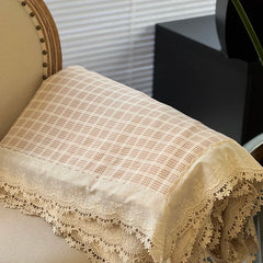 Cyflymder Pure Cotton Double Layer Yarn Vintage Lace Flower Prints Summer Quilt Princess Air Condition Thin Comforter Lightweight Blanket