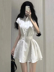 Cyflymder Summer Old Money French Ballet Core Mini Mori Dress Women Gyaru 2000s Aesthetic Retro Sleeveless Frocks Party Evening One Piece