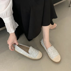 Cyflymder Women's Shoes Platform Casual Female Sneakers Loafers With Fur Flats Slip-on Round Toe Modis Clogs Dress New Glitter Slip On