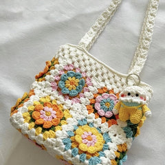 Cyflymder Square Shoulder Bag Material Kit DIY Crochet Kit Woven Crossbody Purse For Women Teens Gift For Birthday Anniversary Romantic