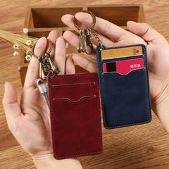 Cyflymder Korean PU Leather Bus Card Double Sided Credit ID Card Bank Card Case Bag Badge Case Keychain Card Holder
