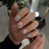 Cyflymder 24 pieces of short square press on nails, simple and fashionable fake nails with 1 nail glue and 1 nail file w1059