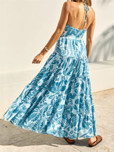 Cyflymder Elegant Floral Print Sleeveless Halter Neck Maxi Dress with Open Back and Hollow Out Detail for Summer Events and Parties