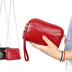Cyflymder Genuine Leather Women Wallet Long Zipper Wristlet Bag Chain messenger bag for female Cowhide Coin Purse Mobile phone bags
