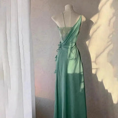 Cyflymder Green Camisole Waist-cinching Sexy Dress Summer New Fashion Long Dress Women