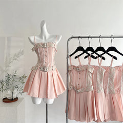 Cyflymder Summer Women Korean Shoujo JK Lace Dress Evening Party Mini Frock Kpop One-Piece Coquette 2000s Aesthetic Prom Gown Cute Core