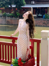 Cyflymder French Elegant Heart Dot Long Dresses Sweet Slim Neck-mounted Summer Vacation Clothing Women Vintage Sexy Evening Party Dress