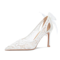 Cyflymder Women's Pumps and Heels Elegant Woman Heeled Shoes Lace Wedding Shoes Woman Heeled Sandals