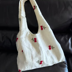 Cyflymder Sweet Y2k Aesthetic Embroidery Women Handbags Office Lady Casual Simple Underarm Bag Chic All Match Canvas Shoulder Bags Trendy