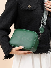 Cyflymder Small Genuine Leather Camera Crossbody Bags for Women Zip Cross Body Purses Trendy Design Handbag with Wide Strap