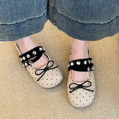 Cyflymder Bow Women's Mary Jane Shoes Flats Fashion Casual Shoes for Woman Elegant Lolita Sandals New Shallow Sport Dress Mujer Zapatillas