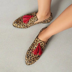 Cyflymder Leopard Pattern Boat Shoes Suede Flat Heels Pointed-toe Loafers Big Size 34-46 Casual Shoes