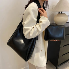 Cyflymder Simplicity Pu Hasp Ladies Tote Bags Trend Commuting Shoulder Bags for Women New Brand Large Capacity Bolsas Femininas