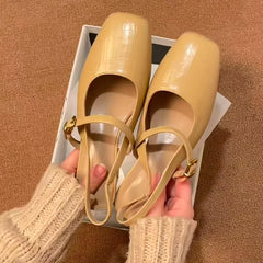 Cyflymder Mary Jane open-toe sandals for women, chunky high heels, spring new versatile single-strap buckle shoes