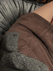 Cyflymder Retro Corduroy A-Line Skirt Women Chic Small Stature Personali f Skirt Pants Skirt High Waist Skirt Trendy Ci Commute