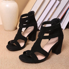 Cyflymder Women's Summer Fashion Sandals High Heel Buckle Latch Sandals Outdoor Women Heels Sexy Black Sandalias