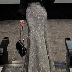 Cyflymder Autumn Winter Fashion Plaid Woolen Skirt Women Temperament Split Straight Skirts High Waist Office Lady Midi Skirt Jupe 737A