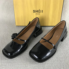 Cyflymder Shallow Mouth Patent Leather Ballet Flats Korean Shoes Low Heels Female Footwear Dress Summer Mary Janes Fashion Low Heels