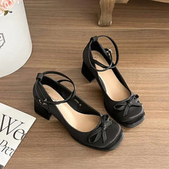 Cyflymder Lolita Shoes Brief Pumps Increasing Height Chunky Sandals 2025 Clogs for Women Shallow Mouth Sexy Heels Mary Jane Sweet Block Bo