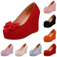 Cyflymder New Spring/Autumn Pointed Toe Wedge Heel Shoes for Women, Fashionable Thick Sole Low-Cut High Heels, Women's Shoes