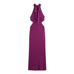 Cyflymder Summer Woman Strap-off Shoulder Straight Collar Dress Women Fashion Solid Zipper Sleeveless Holiday Style Midi Dress