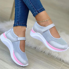 Cyflymder Round Head Knitted Women's Thick Sole Single Shoes Women's Large Size 35-43 Grid Casual Women's Shoes Sneakers Women
