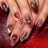 Cyflymder 30pcs Punk Cool Press on Nails Sliver Love Print Fake Nails for Women Girls Wearable Sweet Cool Y2k Style False Nails