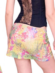 Cyflymder Sweet Sparkle Glitter Floral Bodycon Dress Sexy Slim Low-Waisted Mini Skirts Women Summer Fashion Streetwear Lady