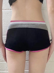 Cyflymder Contrast Lace-up y2k Shorts Women Sexy Skinny Low Rise Super Short Pants for Summer Streetwear 2000s Lady Bottoms Basic