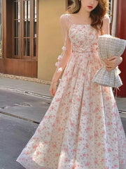 Cyflymder Fairy Sling Dress Women Summer Floral Sleeveless Backless Slim Waist A-line Party Dresses Elegant Sweet Beach Vestidos