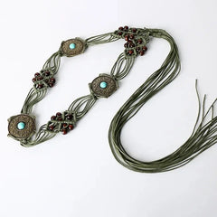 Cyflymder Hot Versatile Woven Belt Bohemian Waist Decoration Ethnic Style Belt Women's Belt Decoration Dress Casual Chain Waist