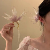 Cyflymder Summer Sweet Fairy Cosplay Hanfu Accessories Female Mermaid Earrings Ear Hook Elf Tassel Hair Accessories Photography Props