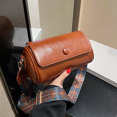 Cyflymder floral shoulder strap cylindrical bag women's small pillow bag Bohemian style wide shoulder strap single shoulder crossbody